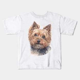 Beautiful Yorkshire Terrier Watercolor Art Kids T-Shirt